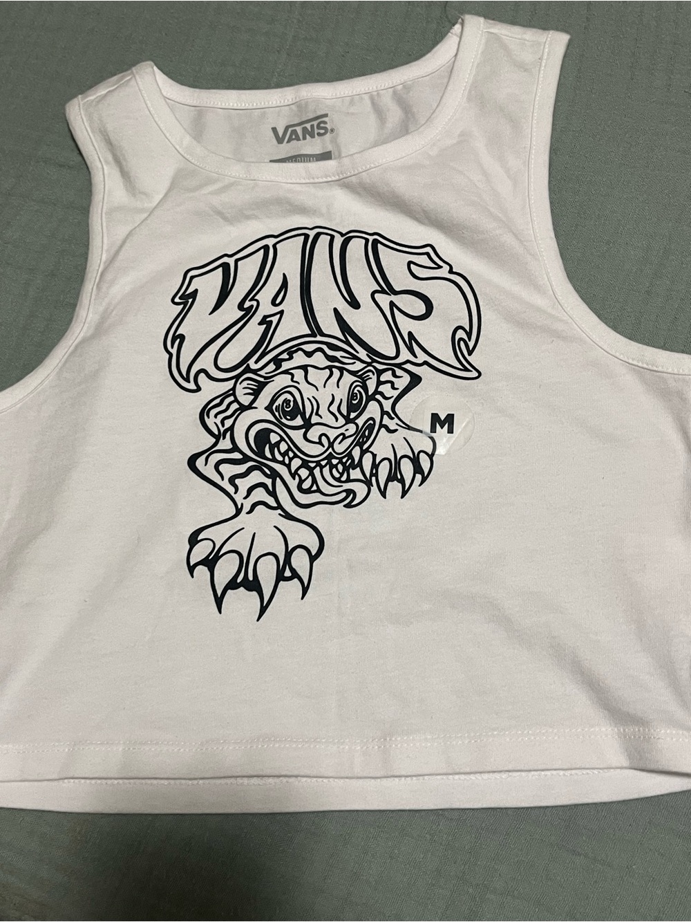 Vans White womens Tank with Black Tiger Graphic